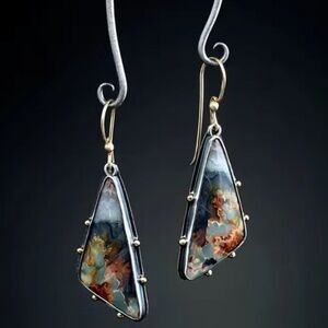 Vintage Boho Colorful Water-drop Marble Statement Earrings